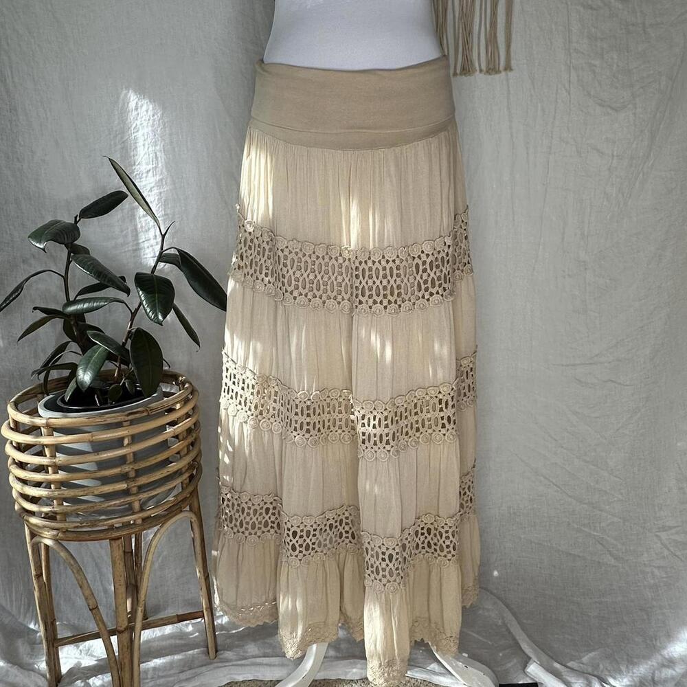 Raj Tan Crochet Maxi Skirt – Size M